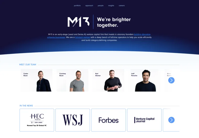 M13 website design